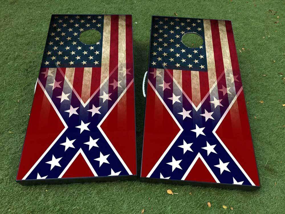 General Lee Stil Amerikanische Flagge Cornhole Brett Aufkleber Set
