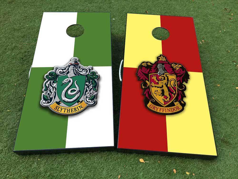 Slytherin- und Gryffindor-Cornhole-Board Vinylfolie-Aufkleberset