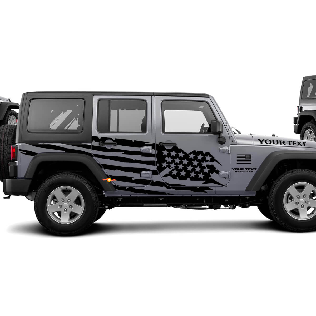 Abgenutzter US-Flaggen-Seitenaufkleber für Jeep Wrangler Unlimited JK