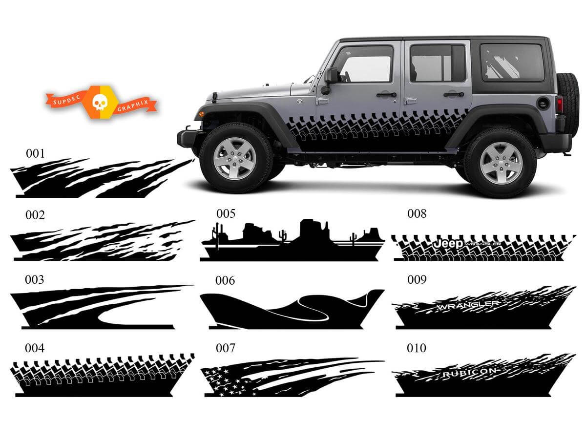 JEEP Decal Sticker Splash Side Rocker Door Graphics 07-17 Wrangler JK 4-Türer