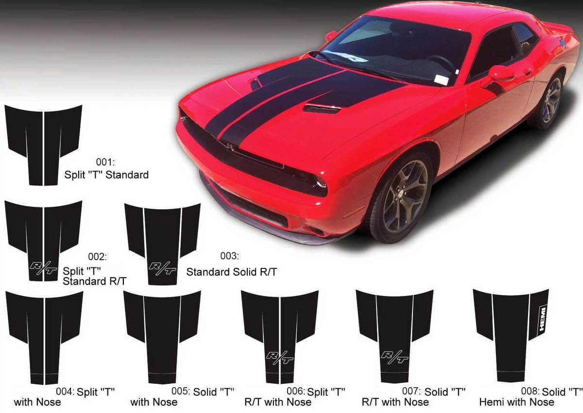 Dodge Challenger Hood T Aufkleber Aufkleber Motorhaubengrafik passend für Modelle 2015