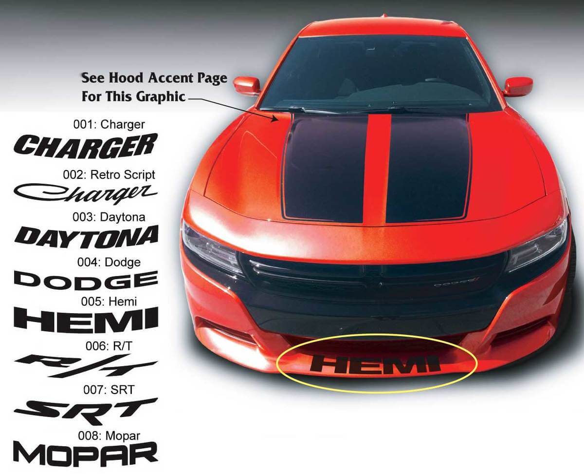 Individuelle vordere Spoiler Vinyl-Aufkleber für Dodge Charger Daytona 2015-2016