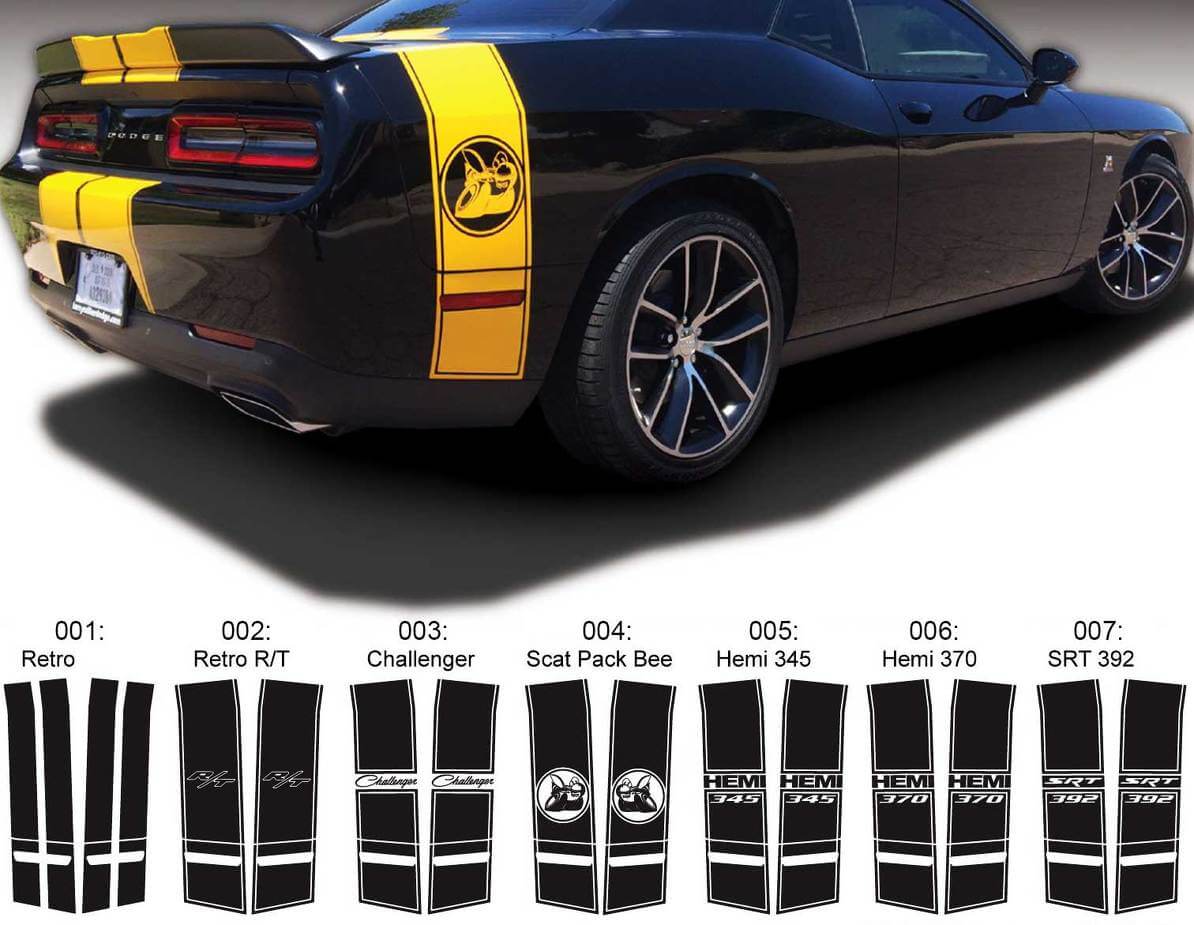 Super Bee Heckflügel Vinyl-Aufkleber-Set für Dodge Challenger 2015