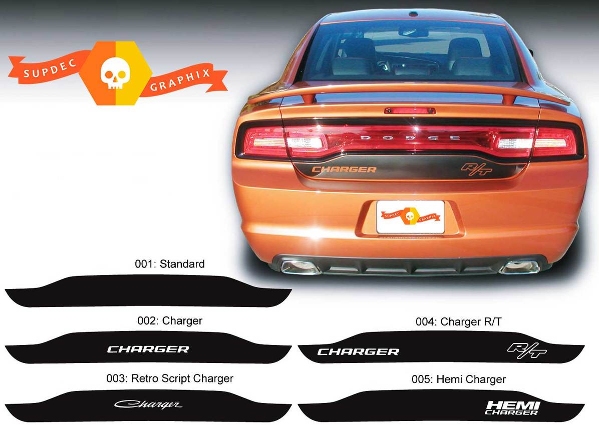 Dodge Charger Kofferraum Blackout Aufkleber Aufkleber Hemi RT Grafik passend für Modelle 2011-2014