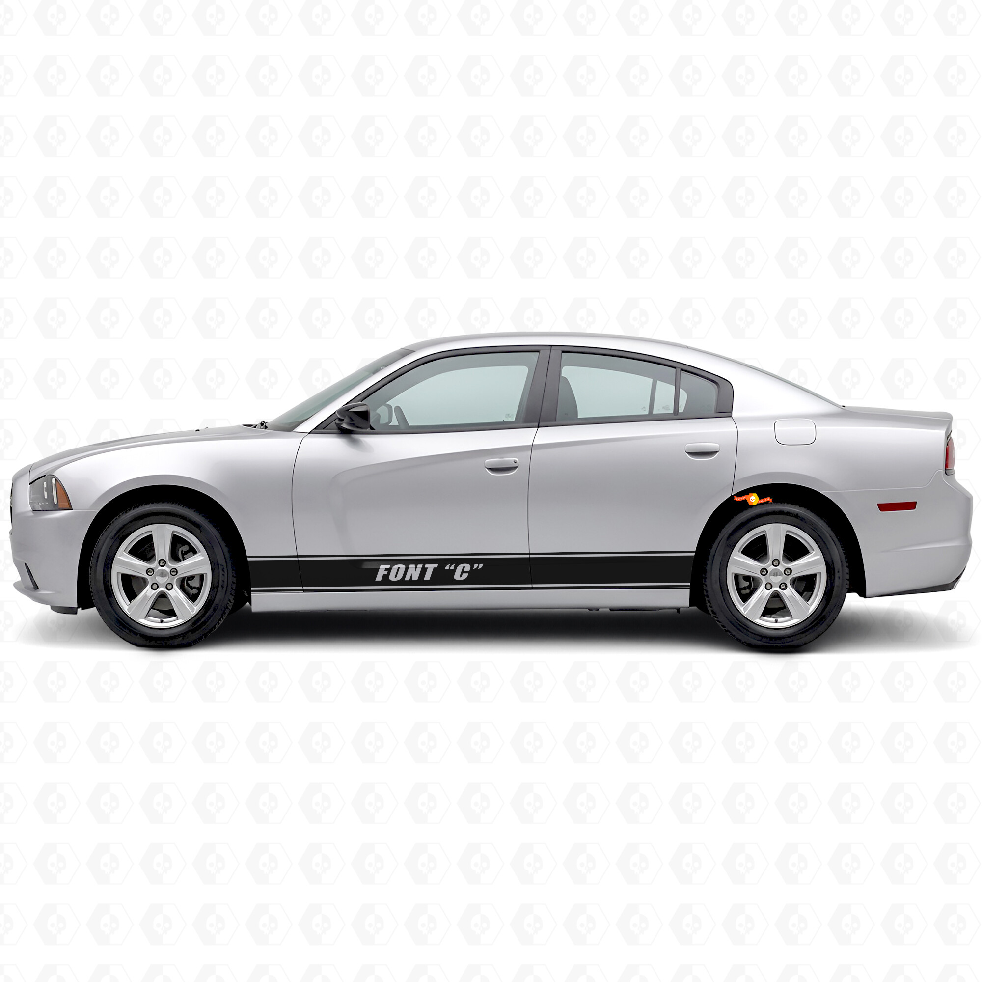 Benutzerdefinierte Umrissstreifen Schweller Vinylaufkleber für Dodge Charger