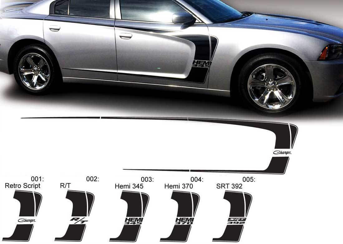 Dodge Charger C Stripe Hemi RT 345 370 392 Aufkleber Aufkleber Komplettes Grafikkit passend für Modelle 2011-2014