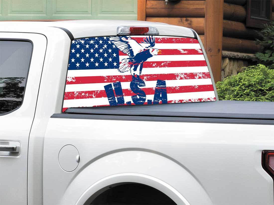 USA-Flaggen-Weißkopfseeadler-Aufkleber für die Heckscheibe von Pick-up-Trucks und SUVs