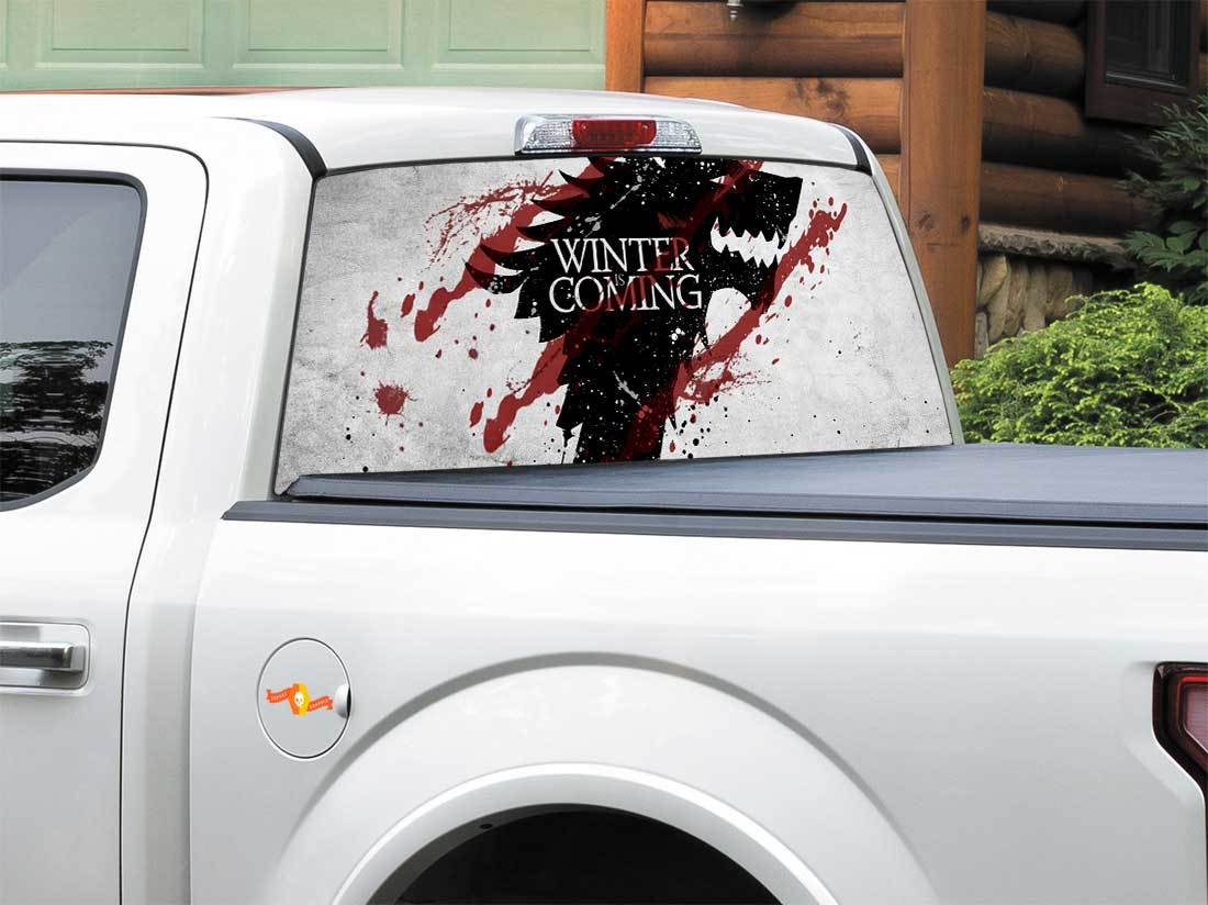 Der Winter kommt, House Stark, TV-Show, Game of Thrones, Heckscheiben-Aufkleber, Pick-up-Truck, SUV, Auto jeder Größe