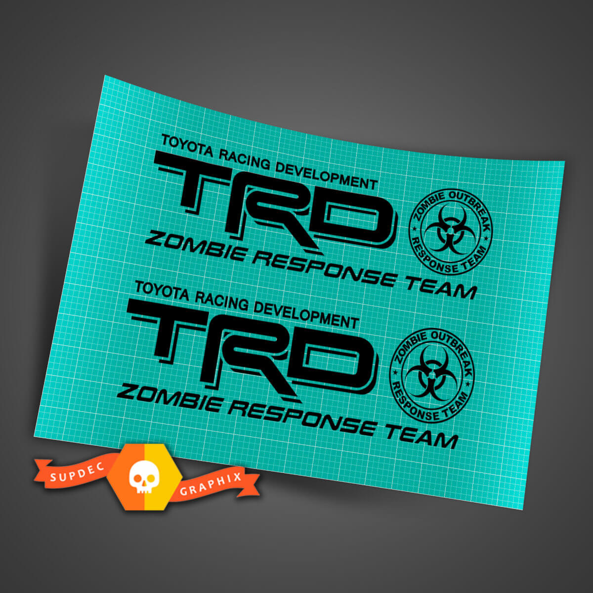 TRD-Stil Zombie Response Team Bettaufkleber Satz für Toyota Trucks