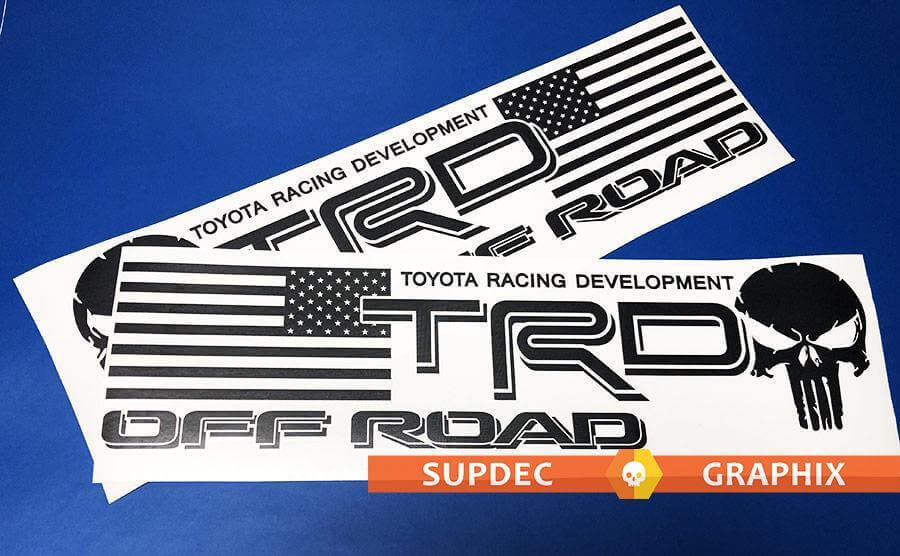 TRD USA-Flagge Punisher-Schädel Vinyl-Aufkleber für Toyota Trucks