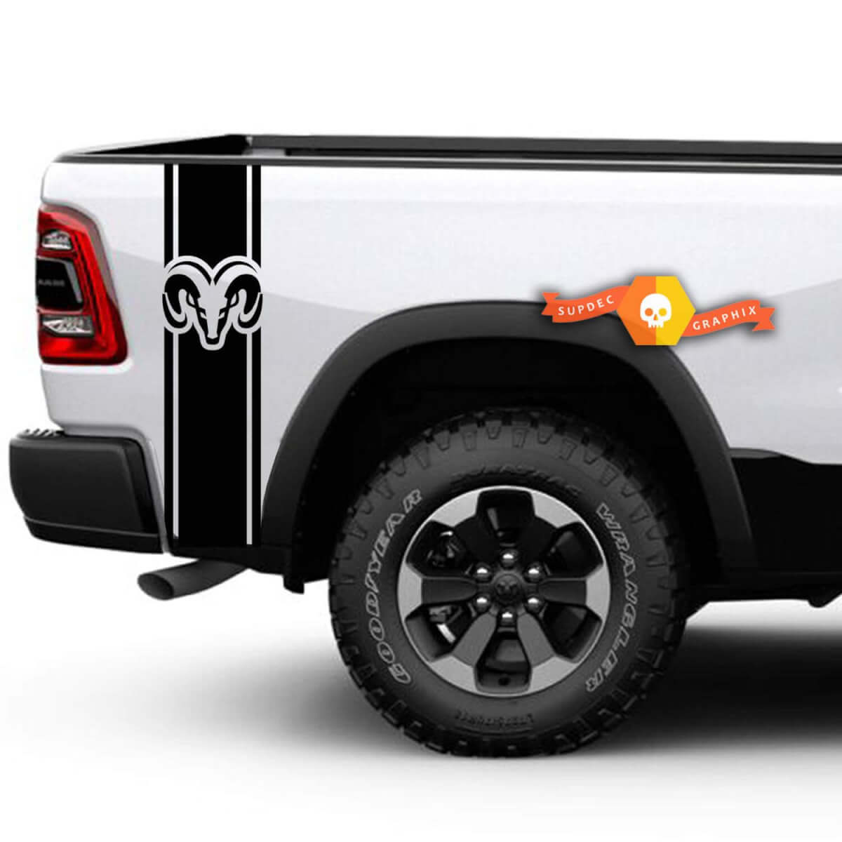 Dodge Ram RAM HEAD Rear Bed Truck Stripes Vinyl Graphic Decals Aufkleber