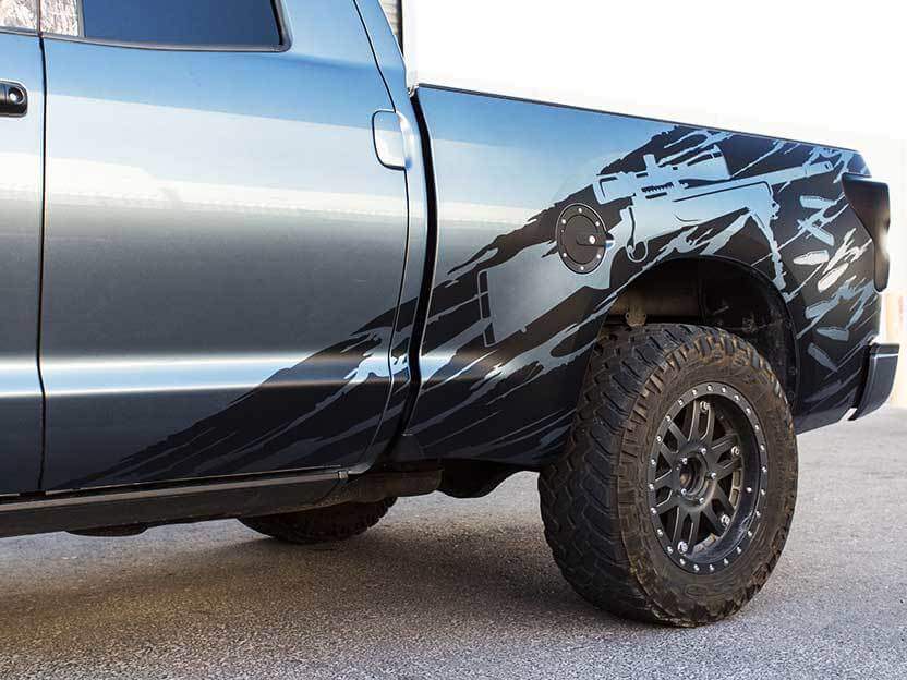 Sniper-Gewehr im Used-Look Seitenvinylaufkleber für Toyota Tundra 2007-2013