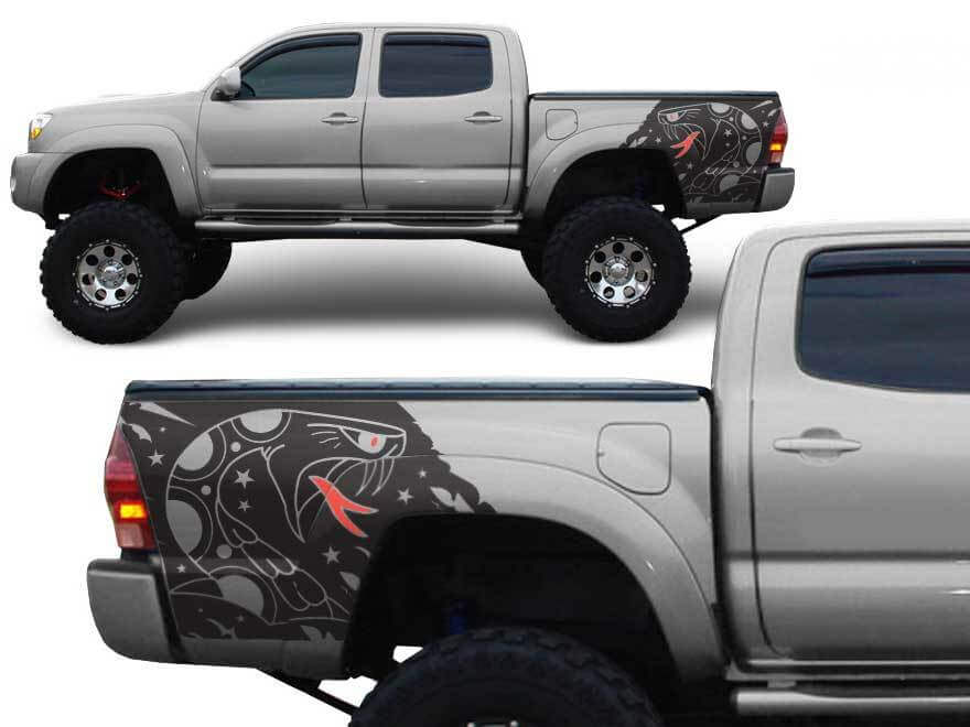 Toyota Tacoma TRD 4 x 4 Bett SNAKE Custom Quarter Side Graphic Aufkleber passend für Modelle 2005–2018
