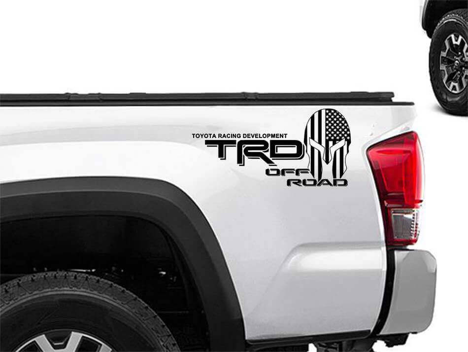 TRD Spartan Helm USA-Flaggen-Stil Seitenwand-Vinyl-Aufkleber-Set für Toyota Trucks