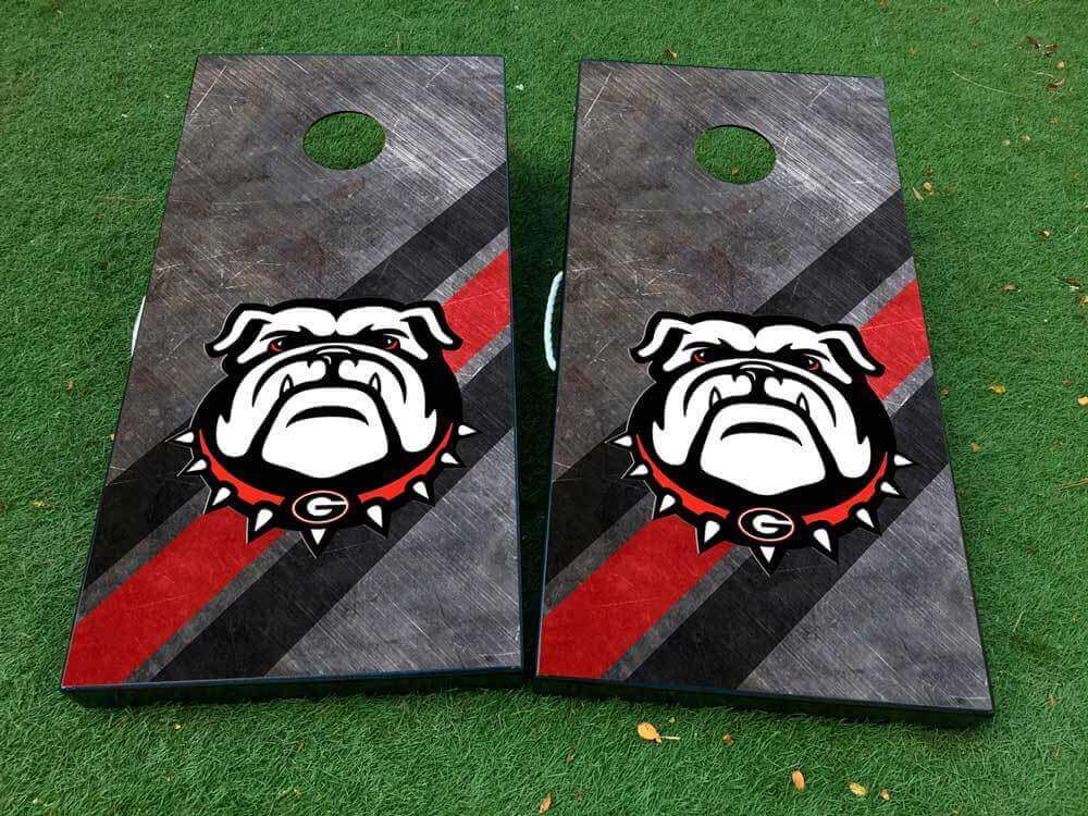 Bulldog Football Cornhole Board Vinyl-Aufkleber-Set