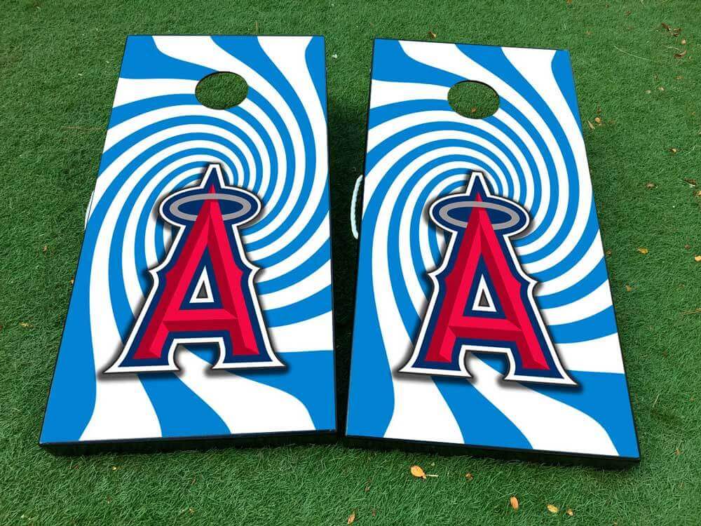 Los Angeles Angels Baseball Spiral Grafiken Cornhole Brettspiel Aufkleber Decal VINYL FOLIEN mit LAMINIERT