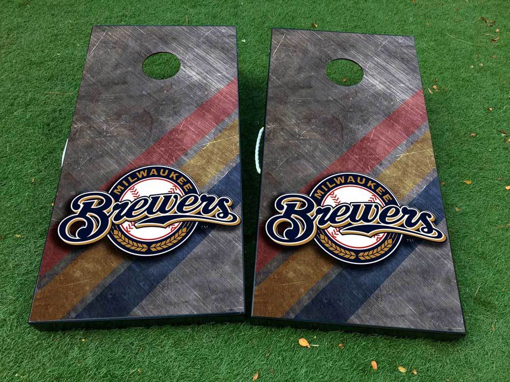 Milwaukee Brewers Baseball Cornhole Brettspiel Aufkleber Vinyl Wraps mit laminierten