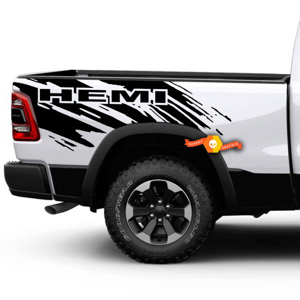 HEMI Splash Grunge Bettseiten-Vinylaufkleber-Grafik für Dodge Ram