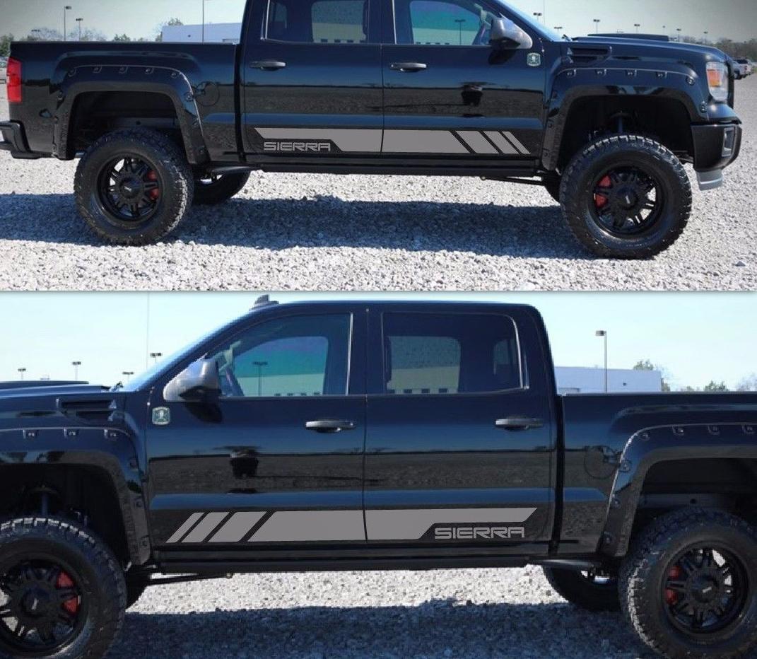 Aufkleber Aufkleber Graphic Stripe Body Kit für GMC Sierra 1500 Light Chrome Fender