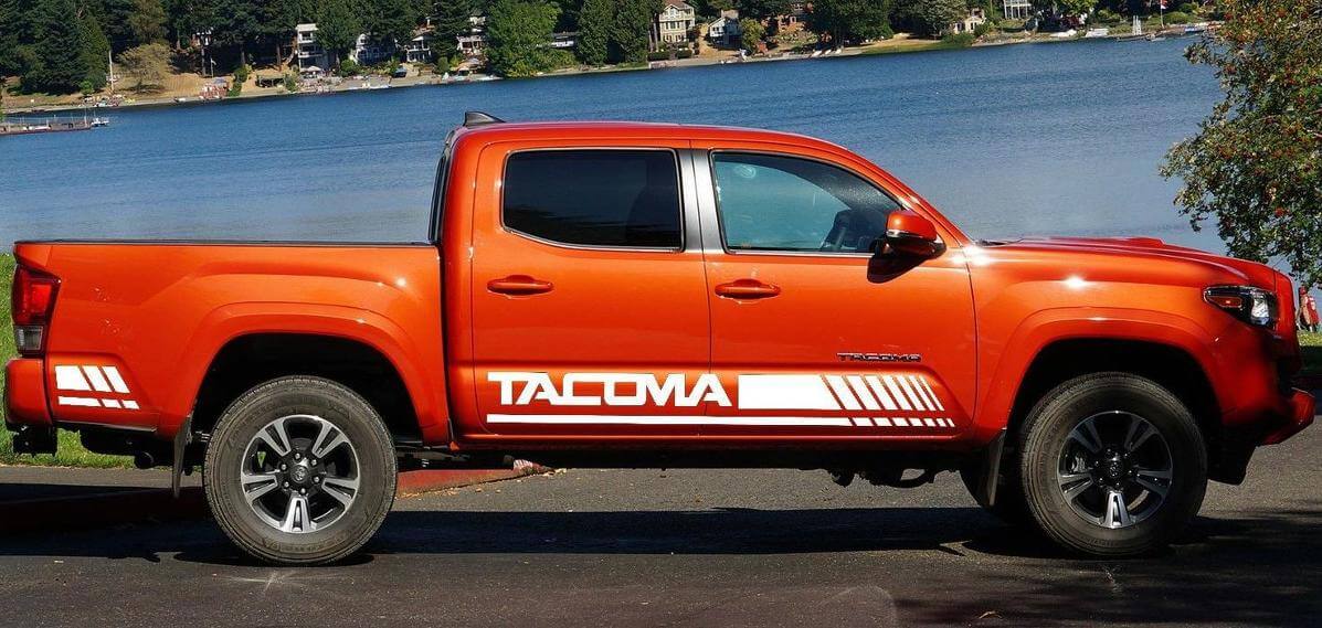 2 x TOYOTA TACOMA Seitenkarosserie-Aufkleber, Vinyl-Grafik, Racing-Aufkleber, hohe Qualität