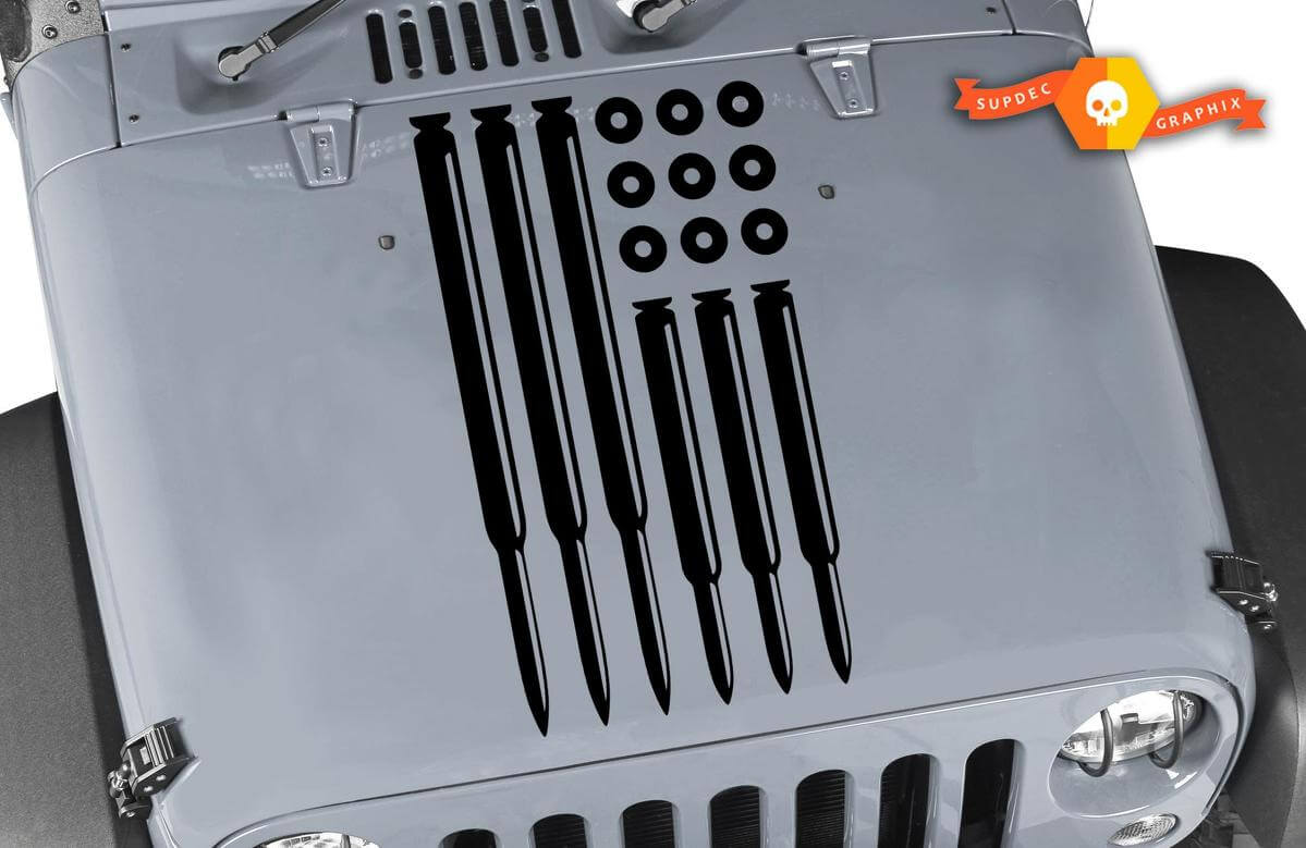 Bullet-Stil USA-Flaggen-Hauben-Vinyl-Aufkleber für Jeep Wrangler