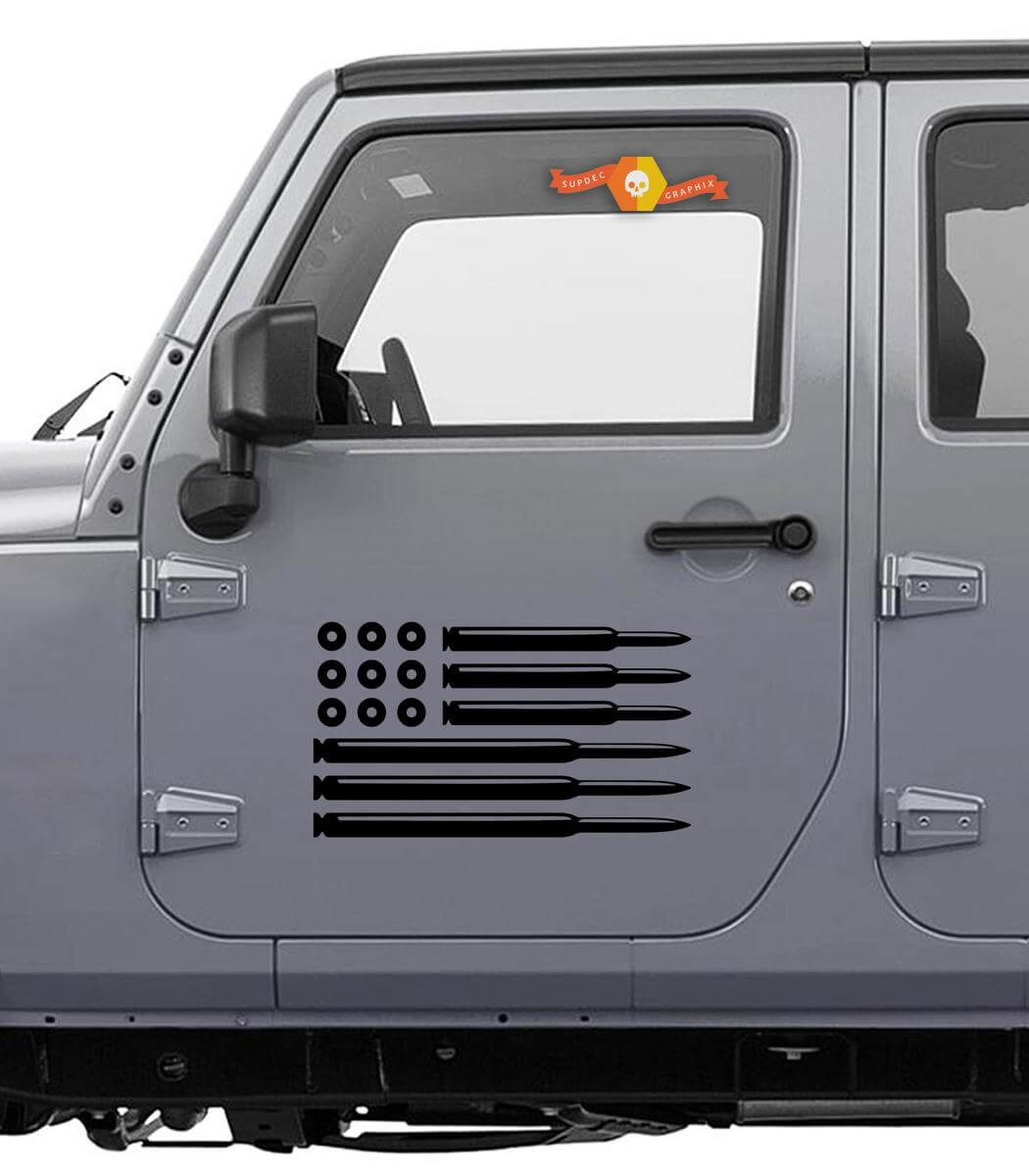 USA-Flaggen-Bullet-Stil Seiten-Vinyl-Aufkleber-Set für Jeep Wrangler
