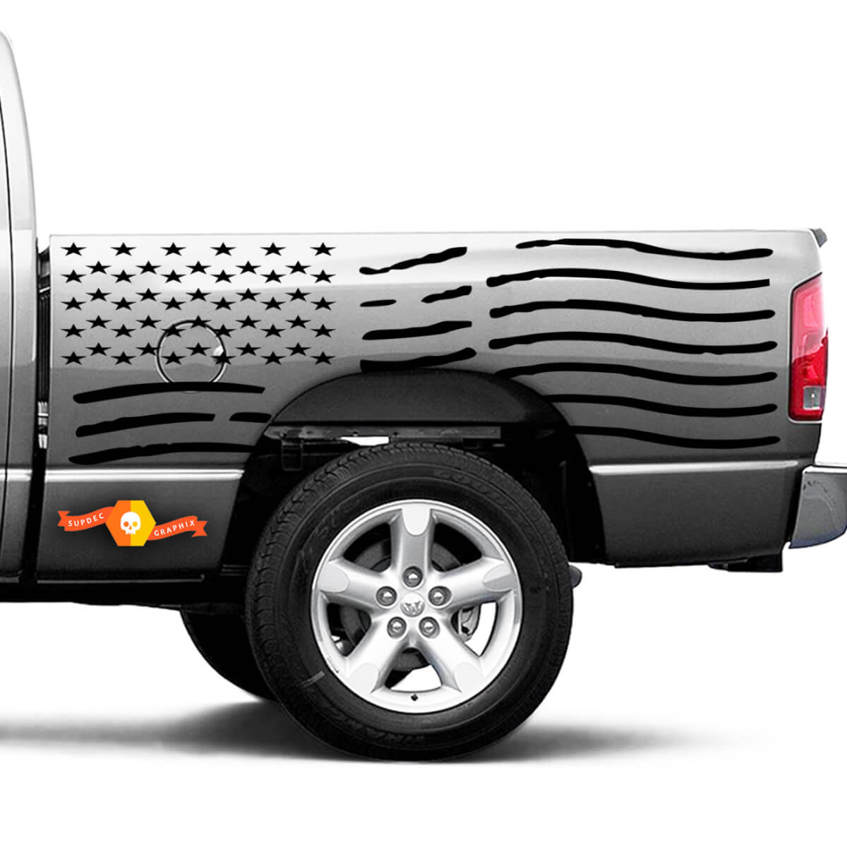 Distressed American Flag Dodge Ram Bed Side Truck Vinyl Aufkleber Graphic Cast SUV