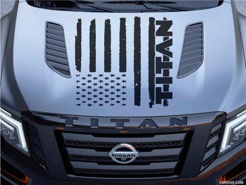 Nissan Titan Logo Motorhaube LKW Vinyl Aufkleber Grafik Distressed American Flag Pickup