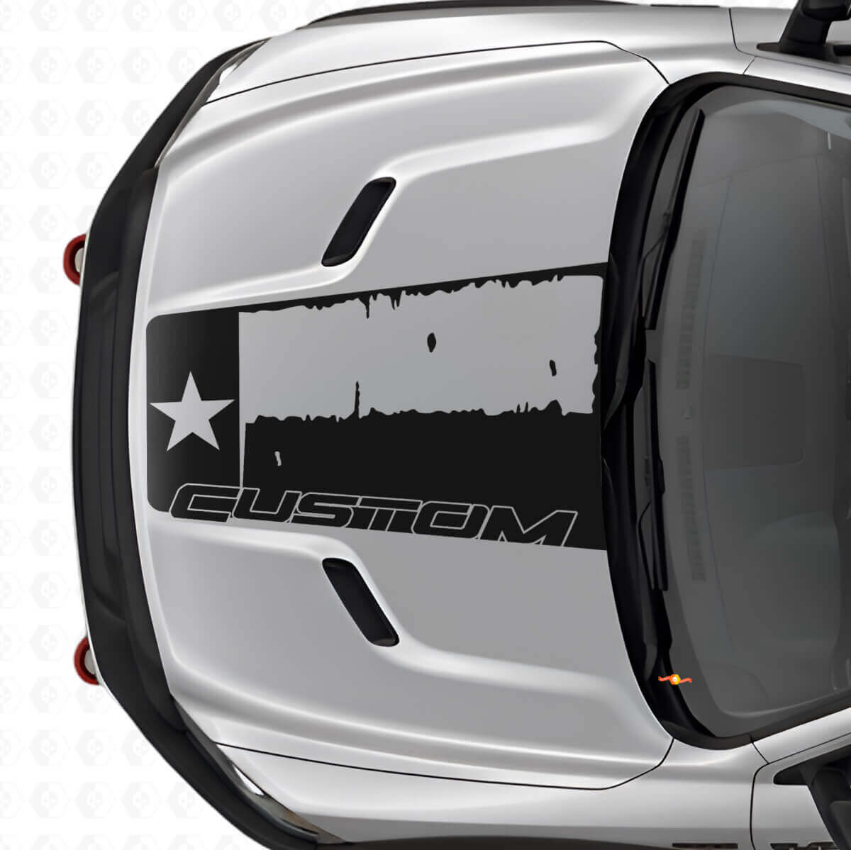 Abgenutzter Vinyl-Aufkleber mit Texas-Flagge für Motorhaube, Dodge Ram 2015–2017