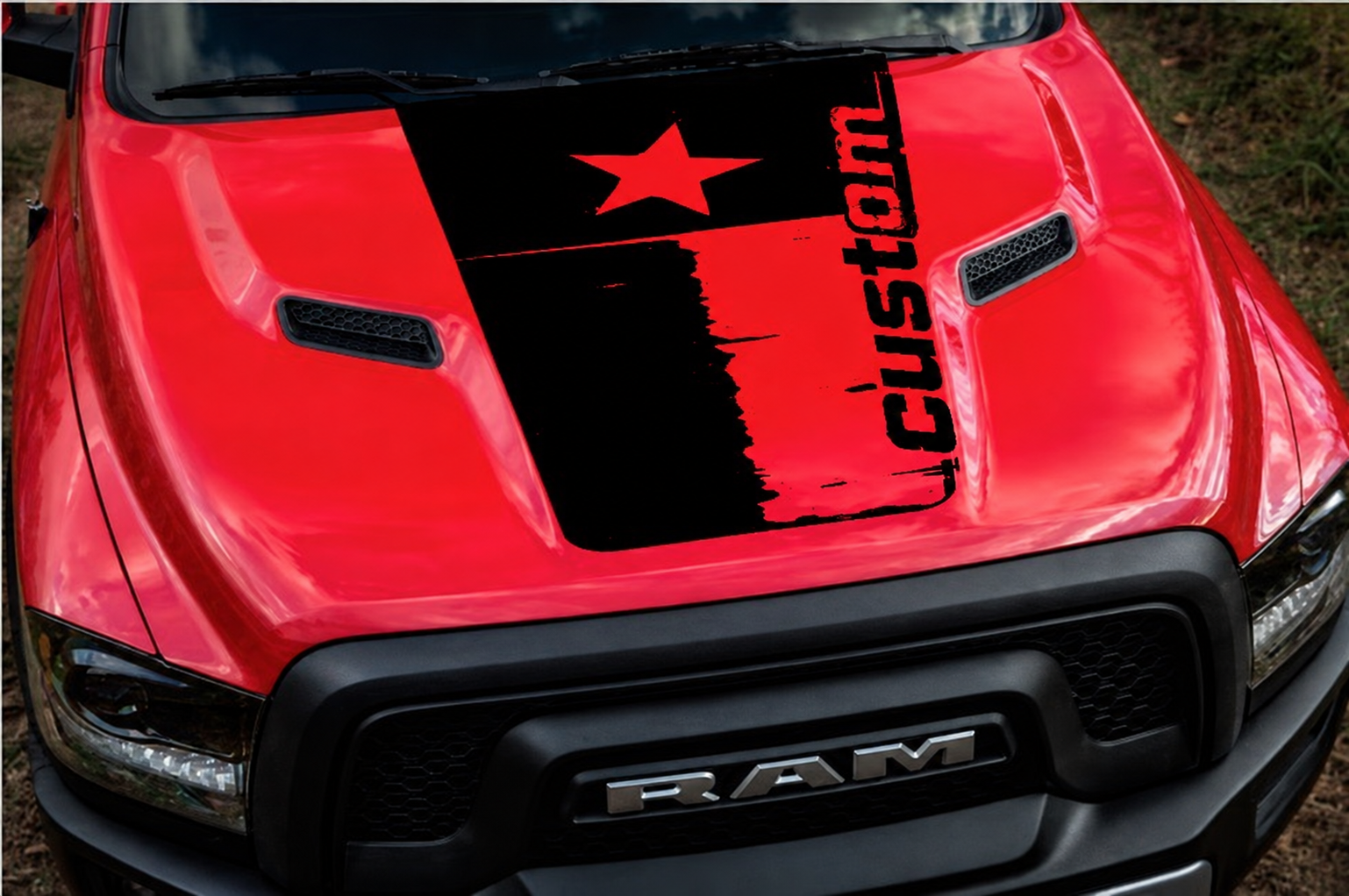 Custom Vinyl-Aufkleber mit verblasstem Sternenflaggen-Design für RAM 1500 2015-2017