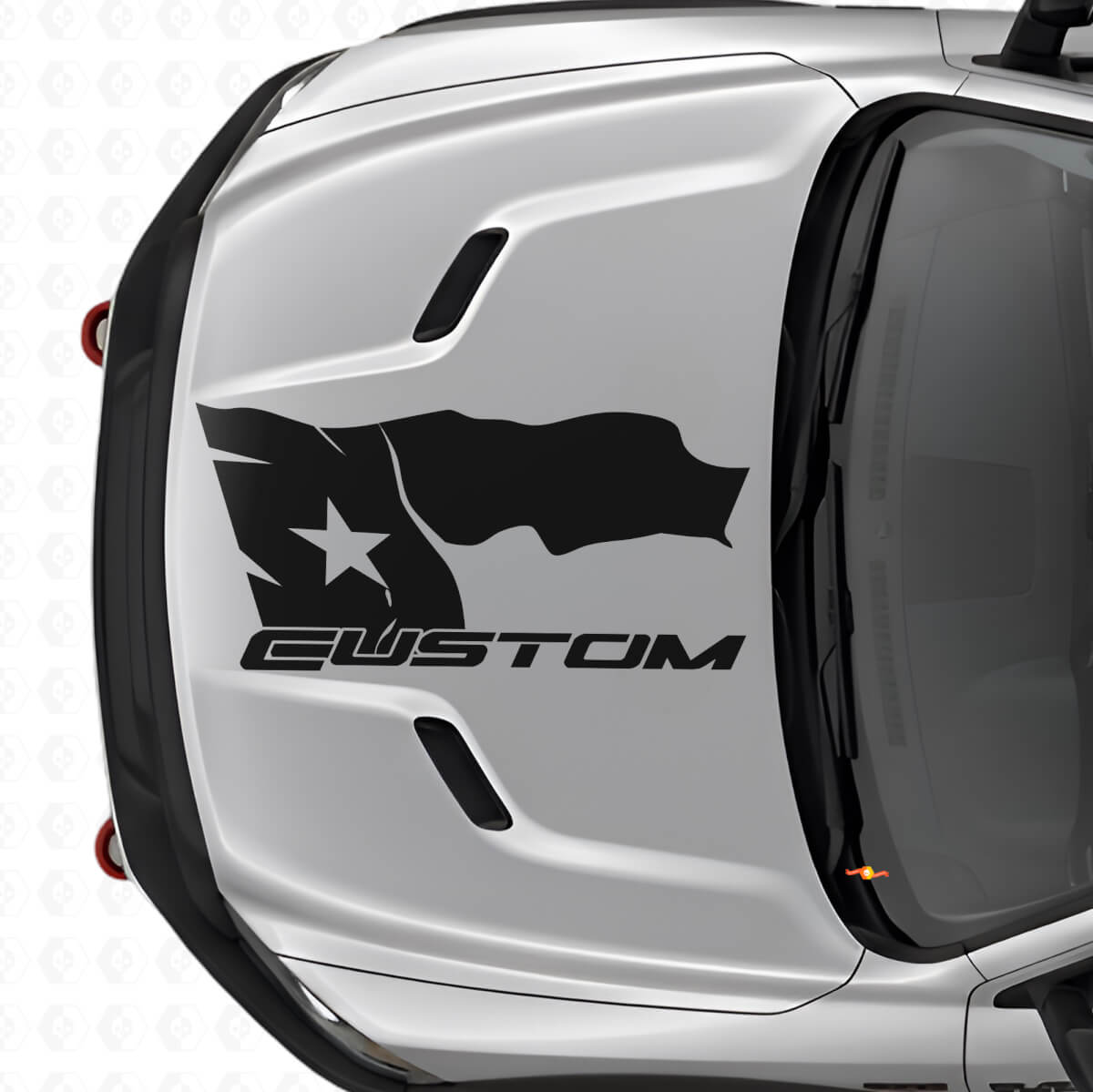 Used Look Texas-Flag mit Schriftzug Motorhauben-Vinylaufkleber für Dodge Ram 2015-17