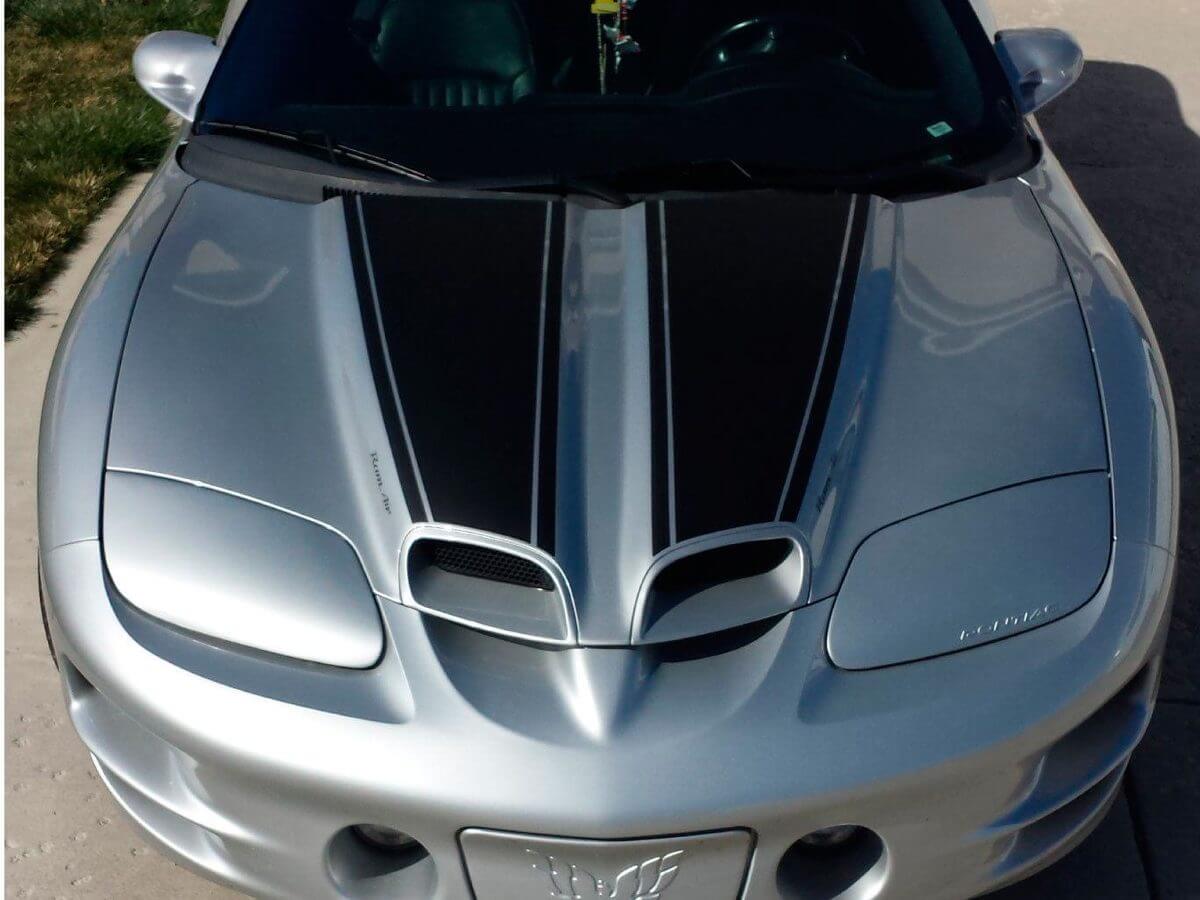 Doppelte Streifen Motorhauben-Dach-Spoiler Vinyl-Aufkleber-Set für Pontiac Firebird Trans Am 1998-2002