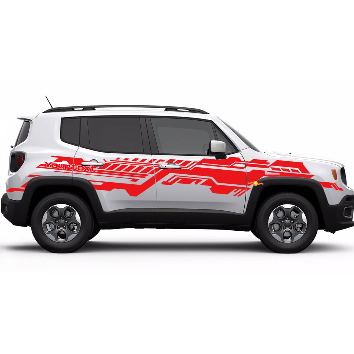 Technischer Grunge Grafikstil Seitenstreifen Vinylaufkleber für Jeep Renegade