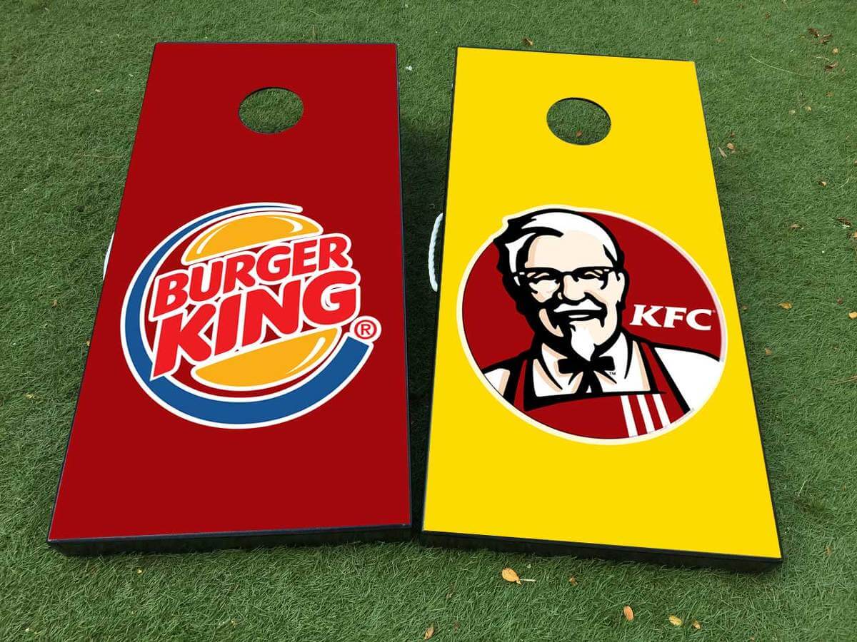 Burger King und KFC Cornhole-Brett Vinylfolie Aufkleberset