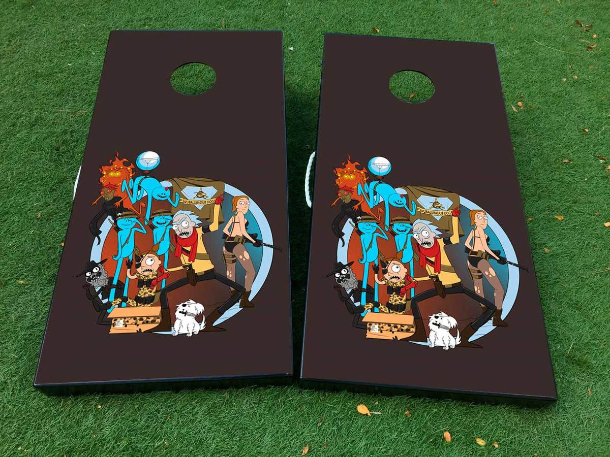 Rick und Morty 1 Cornhole Brettspiel -Aufkleber -Vinyl -Wraps mit laminierter