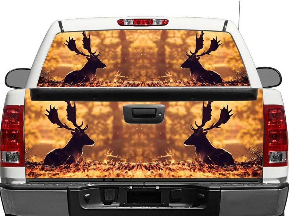 Elch im Herbst Heckscheiben- oder Heckklappen-Vinylaufkleber für Trucks