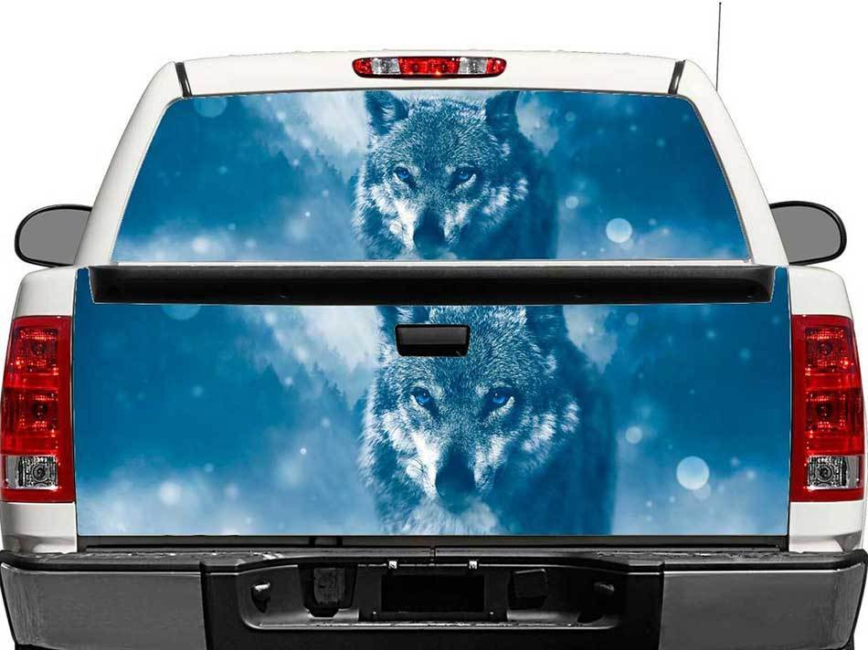 Wolf Winter Heckscheiben- oder Heckklappen-Vinylaufkleber für Pick-up Trucks und SUVs