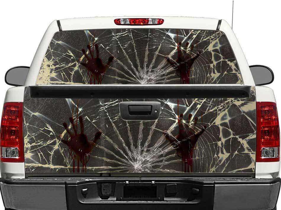 Zombie Hände Aufgebrochene Glasscheibe Heckscheibe oder Heckklappenaufkleber für Trucks SUVs