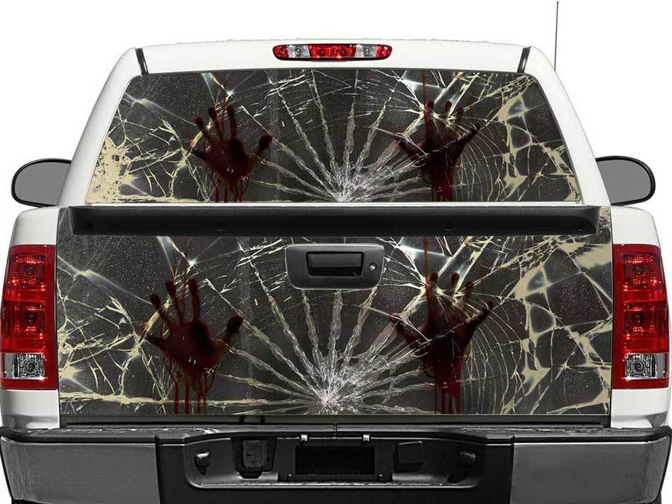 Zombie Hands Broken Glass Heckscheibe ODER Heckklappe Aufkleber Aufkleber Pick-up Truck SUV Car