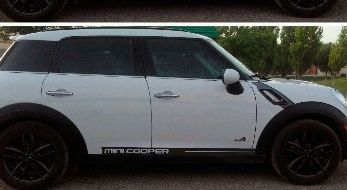 Markenbeschriftungsblech Seiten Schweller Streifen Aufkleber Decals 2 Für Mini Cooper Rally Turbo 2000-2015