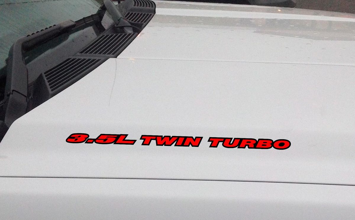 3,5 l TWIN TURBO Motorhaube Vinyl Aufkleber Aufkleber: Ford F150 Mustang EcoBoost V6 (Outlin)