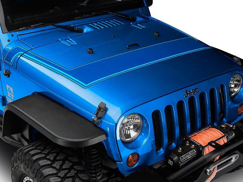 Kapuzenstreifen im Retro-Stil mit Nadelstreifen – Blau Für Jeep Wrangler JK-Modelle von 2007–2018