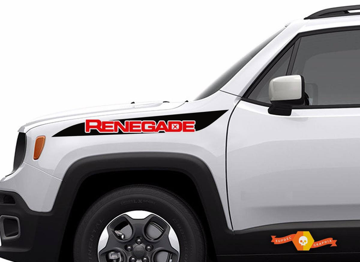 2-farbiger Jeep Renegade Hood Stripe Graphic Vinyl-Aufkleber auf der Seite