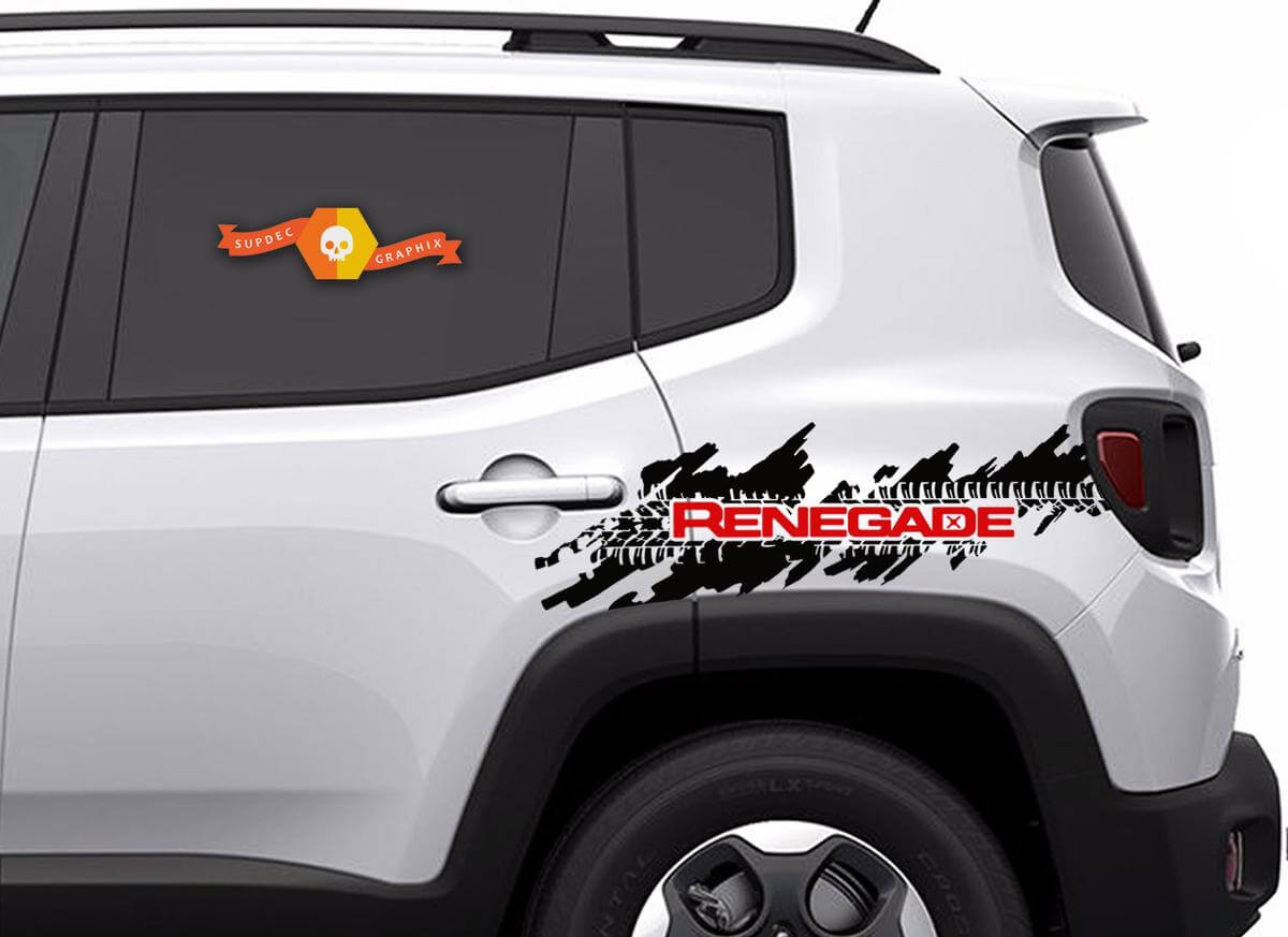 2-farbiger Vinyl-Aufkleber für Jeep Renegade Distressed Tire Splash Graphic