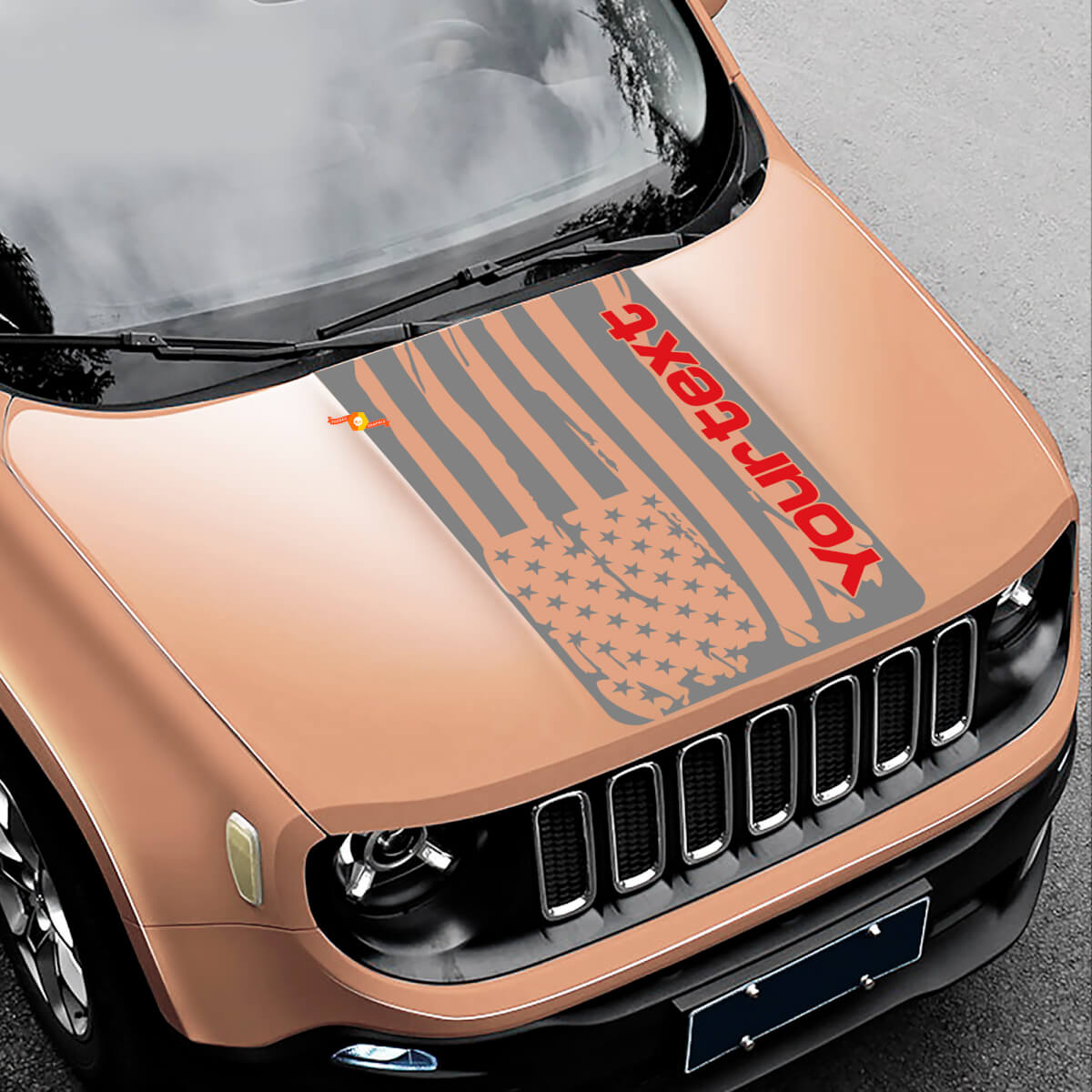 Abgenutzter US-Flaggen-Hauben-Vinylaufkleber für Jeep Renegade