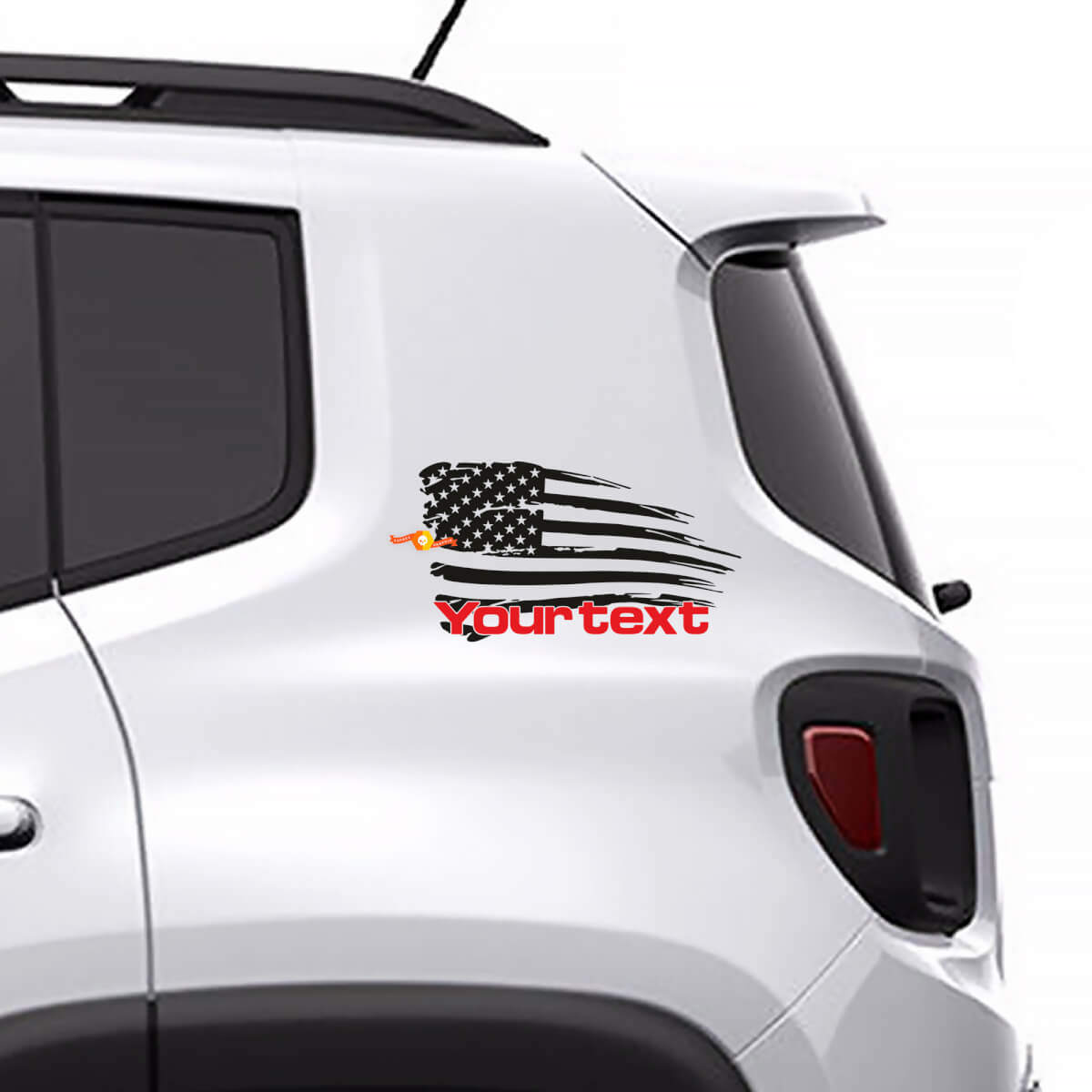 Abgenutzter amerikanischer Flaggen-Heckseitenaufkleber aus Vinyl für Jeep Renegade