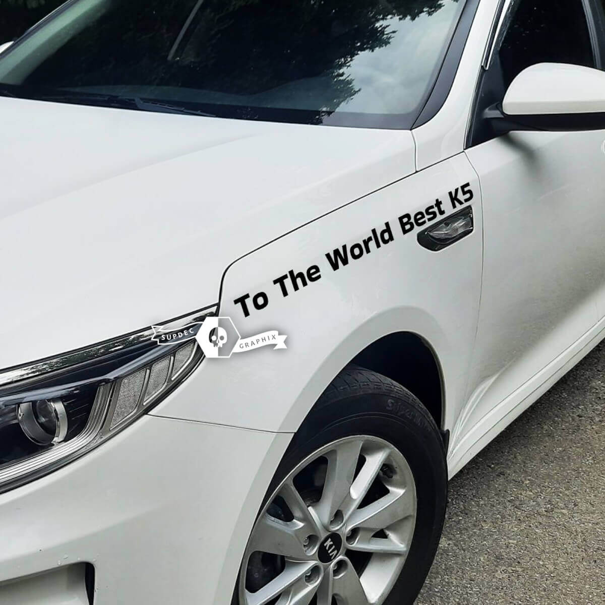 2 X Schriftzug Aufkleber Aufkleber Fender Emblem Logo To The World Best K5 Vinyl für Kia Optima K5
