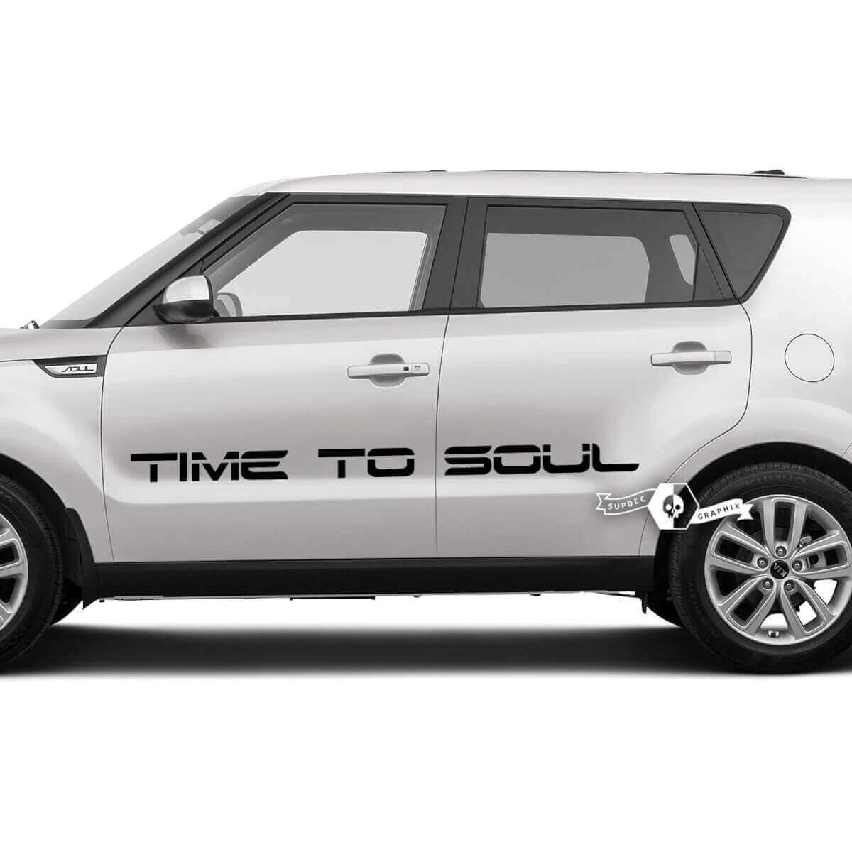 Paar Schriftzug Time To Soul Emblem Logo Aufkleber Aufkleber Vinyl für Kia Soul
