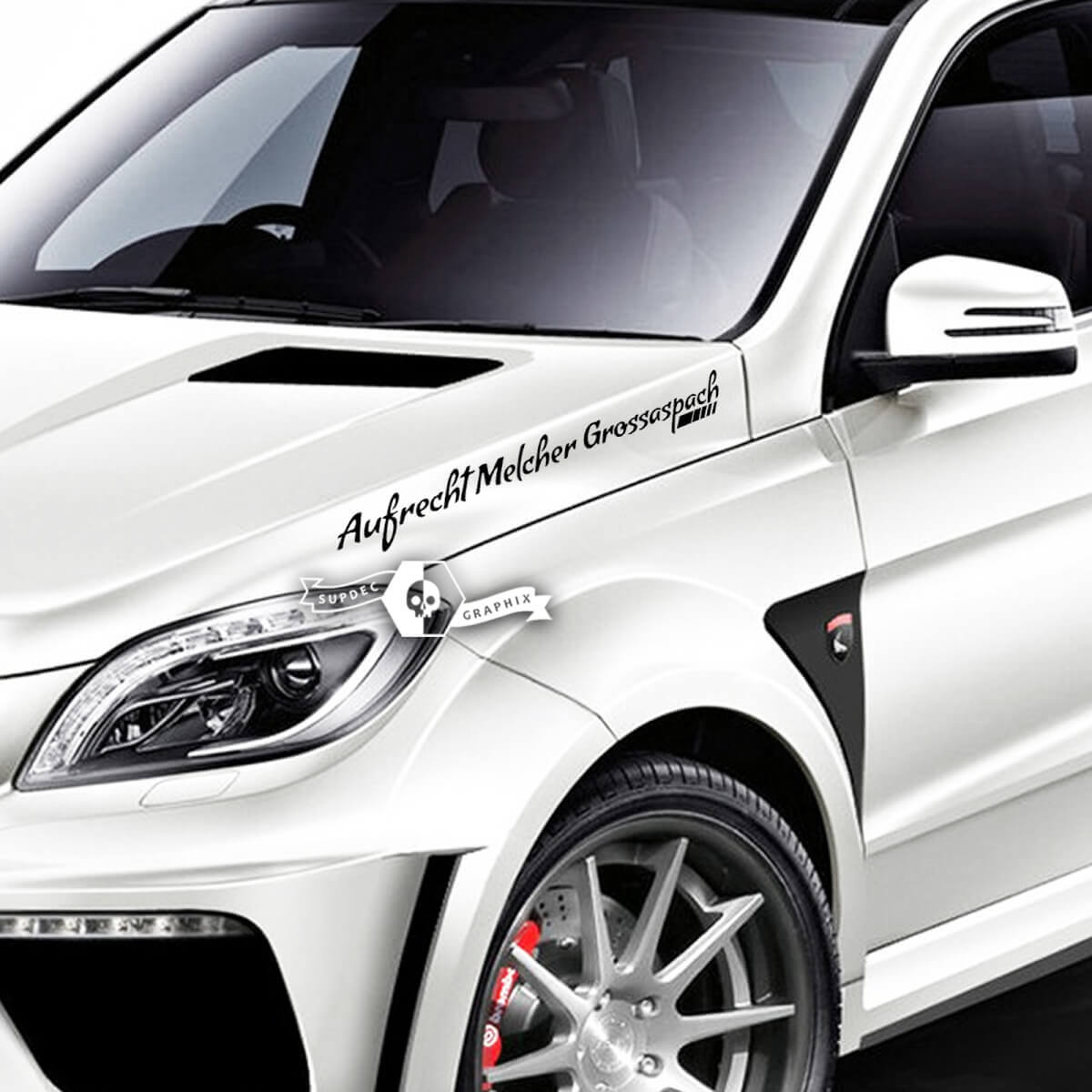 Paar Schriftzug Emblem Aufrecht Melcher Grossaspach Vinyl Aufkleber Aufkleber für AMG Mercedes-Benz
