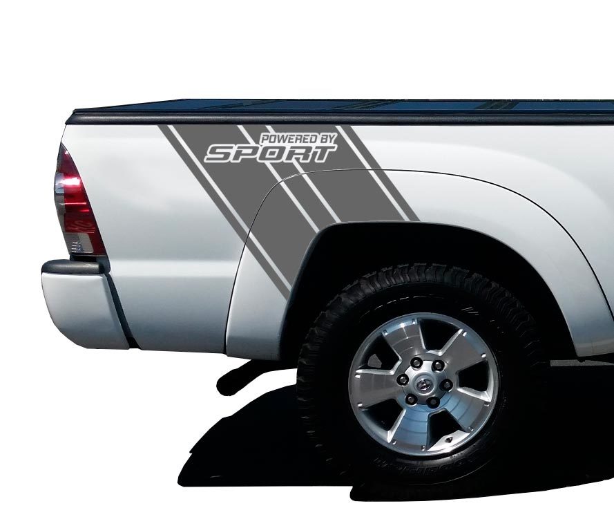 Angetrieben von Sport Truck Bed Stripes Vinyl Grafik Aufkleber - 4x4 Toyota Tacoma